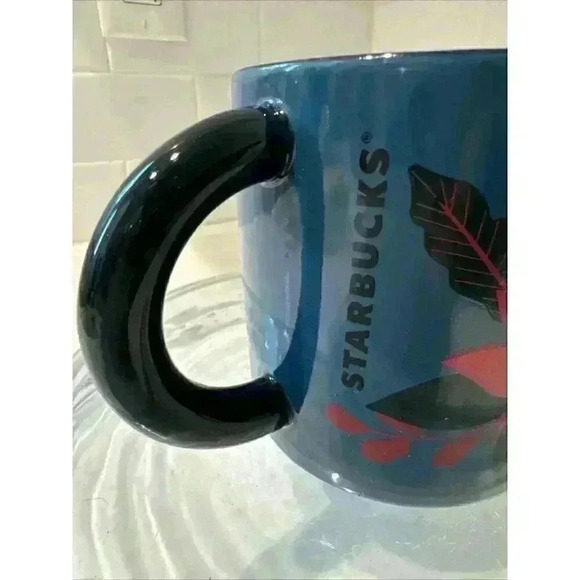 Starbucks Royal Blue Floral 2021 Coffee Mug Cup 12 Oz Ceramic Collectible - Picture 5 of 13